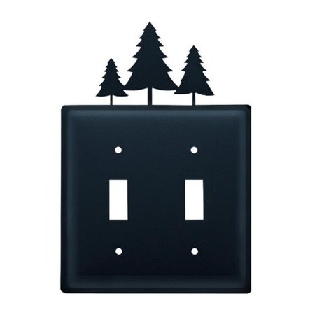 VILLAGE WROUGHT IRON Village Wrought Iron ESS-20 Pine Trees Switch Cover Double - Black ESS-20